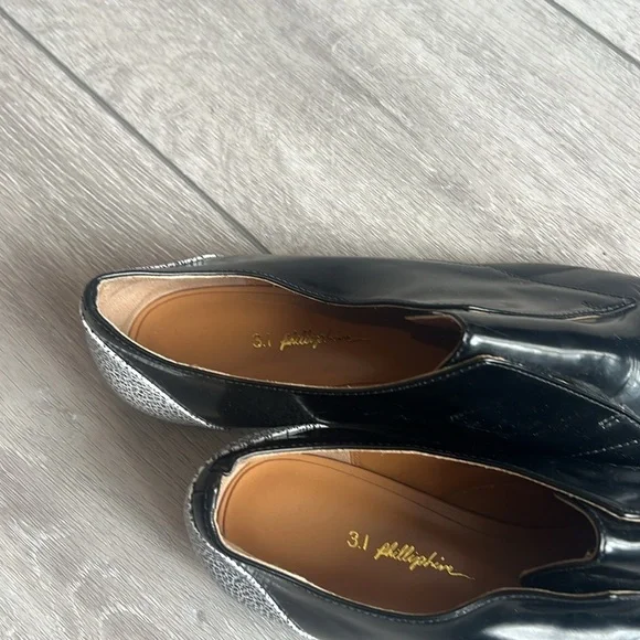 3.1 Phillip Lim black patent leather pointy toe slip on Italian Oxford shoe 8 - Picture 5 of 12